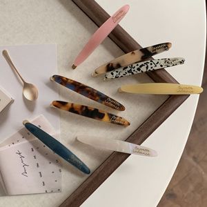 Pinzas para el <span class=keywords><strong>pelo</strong></span> de acetato estilo coreano con broche a presión, barretas largas grabadas para flequillo y cabello lateral, horquilla diaria - Product Image 6