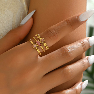 Geometric Women's <b>Ring</b> With Gemstone Setting U Shaped <b>Open</b> Design For Gift - Product Image 1