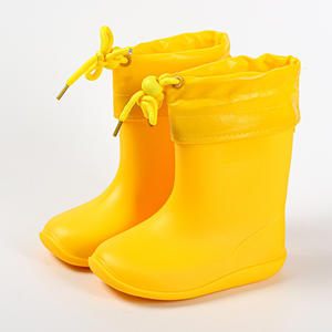 Chaussures nues transfrontalières bottes de pluie pour enfants garçons et filles peuvent ajouter des chaussures <span class=keywords><strong>d</strong></span>'<span class=keywords><strong>eau</strong></span> en cachemire pour bébé en pvc chaussures de pluie à lacets pour enfants - Product Image 1