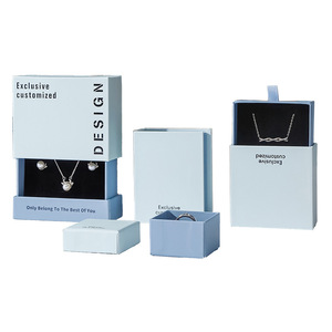 Caja organizadora de joyas cuadrada/rectangular azul sólida al por mayor para anillos, pendientes, pulseras y collares con cajones - Product Image 5