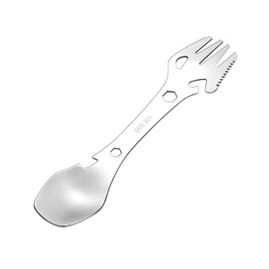 Outdoor Stainless Steel Spoon Fork Multifunctional Camping Utensil With Bottle Opener Portable <b>Cutlery</b> For Hiking <b>Travel</b> - Product Image 1