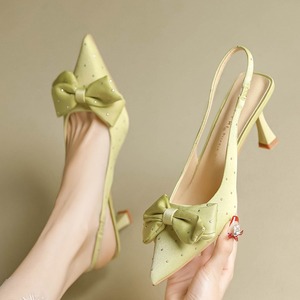 Non-slip Empty Pointy Women's Slender <b>Heels</b> Not Tired Feet Sweet Bow Summer - Product Image 5
