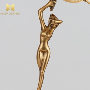 <span class=keywords><strong>Lampe</strong></span> de table <span class=keywords><strong>Art</strong></span> Déco vintage en cuivre massif avec sculpture de femme et abat-jour <span class=keywords><strong>Tiffany</strong></span> en verre teinté pour la décoration de chambre et de salon - Product Image 4
