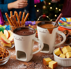 Pot à fondue en céramique, tasse à fondue au chocolat avec fourchettes, pot à fondue pour chocolat, fromage, beurre pour les fêtes à la maison - Product Image 4