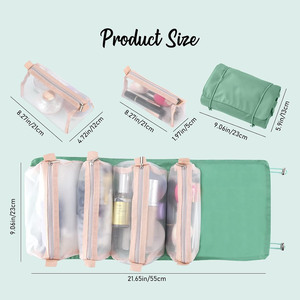 2026 Wholesale Large-capacity Zipper Nylon Split Four-in-one Folding Portable Cosmetic Bag <b>Cases</b> - Product Image 2