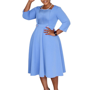 Robes d'église tendance, robes décontractées élégantes <span class=keywords><strong>pour</strong></span> femmes, manches longues, col carré, plissées, <span class=keywords><strong>robe</strong></span> de bureau <span class=keywords><strong>pour</strong></span> femme, robes africaines <span class=keywords><strong>pour</strong></span> femmes - Product Image 6