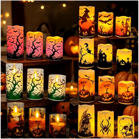 Bougies LED sans flamme en cire de paraffine pour Halloween, à piles, avec télécommande, effet scintillant, pour décoration de maison ou maison hantée