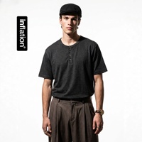 T-shirt en coton à col Henley à manches courtes pour homme Jiezhan, style Old Money, nouvelle collection printemps/été 2026, décontracté