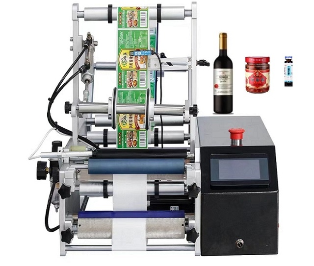 Semi-automatic Label Sticker Round Bottle Labeling Machine Honey Jar Label Applicator
