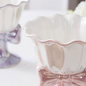 Bowknot Ice Cream Ceramic Cup Bonito Copo De Sobremesa De Pé Alto - Product Image 4