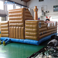 Château gonflable pour enfants, structure de jeu intérieure et extérieure, toboggan, trampoline, bateau pirate, matériau PVC, marque JUNAO, directement de l'usine