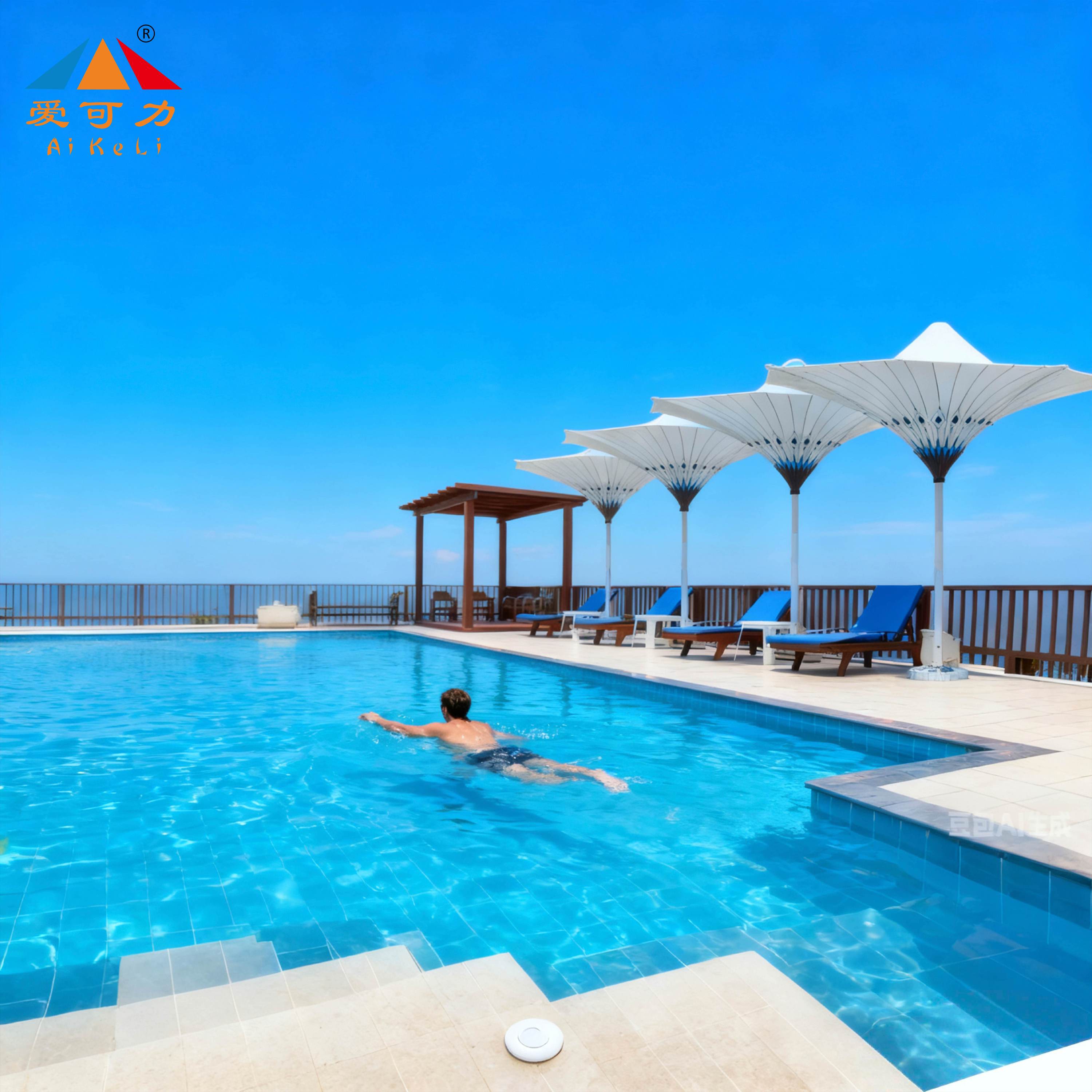 Modern Outdoor Pool Umbrella with Light Tulip-Shaped Aluminum Alloy Anti-UV Protection for Hotel & Park Use