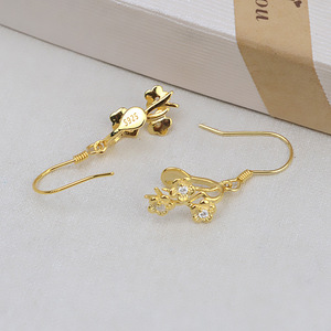 Boucles d'oreilles tendance en argent S925 9-10 DIY, accessoire simple, design couronne, boucles d'oreilles en cristal de perle pour femmes 1070 - Product Image 4