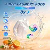 Capsules de lessive écologiques 12g 4-en-1 OEM, parfum naturel, capsules de détergent personnalisées, marque privée, non biodégradables