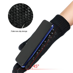Gants en tricot antidérapants pour femmes et hommes avec logo personnalisé, gants d'hiver chauds pour écran tactile, gants unisexes imprimés - Product Image 2
