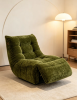 Fauteuil inclinable en chenille flocon de neige VOXHOME, style français, canapé simple, dossier réglable, structure en bois de pin, fauteuil de salon