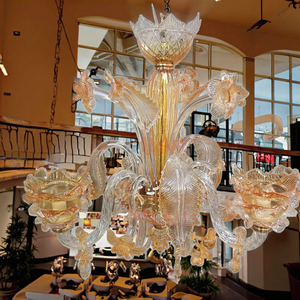 Đèn chùm hoa nghệ thuật hiện đại đương đại làm thủ công, chất liệu thủy tinh Murano trắng, dành cho nhà ở khách sạn, 360 MJ, thủy tinh thổi tinh thể - Product Image 6