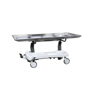 morgue hospital medical bed stainless steel hydraulic function factory price dead body transfer trolley mortuary stretcher