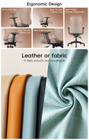 Chaise de bureau pivotante exécutive moderne en cuir PU marron à dossier moyen, avec hauteur réglable et inclinaison à verrouillage infini