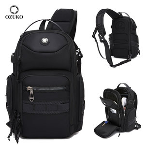 OZUKO 9928 11L กระเป๋าสะพายข้างพร้อมสายสะพาย 180 °   กระเป๋าสะพายไหล่สำหรับผู้ชายแบบเปิดโล่ง ดีไซน์ทันสมัย กันน้ำ ผลิตจากผ้าอ็อกซ์ฟอร์ด เหมาะสำหรับการเดินทางในเมือง - Product Image 1