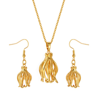 Colliers et boucles d'oreilles Mayotte pour femmes - Bijoux plaqués argent et or, motif floral, cadeau de fête # 384306