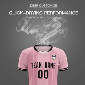 Maillots/ensembles de football personnalisés à rayures classiques rose clair - Product Image 5