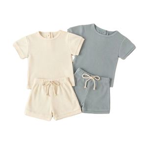 Pantalones cortos con logotipo personalizado para niños y niñas, 100% algodón, conjunto de <span class=keywords><strong>2</strong></span> unidades - Product Image 1