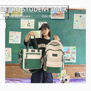 Large Capacity Retro Student <b>Backpack</b> Waterproof Nylon <b>Simple</b> Design Fashion High School Junior School Bag Ins Unisex Polyester - Product Image 2