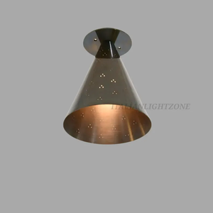 Minimalist Brass Flush Mount Cone Ceiling Light Handmade Small <b>Downlight</b> Fixture Mid Century Semi Flush Mount Lighting - Product Image 5