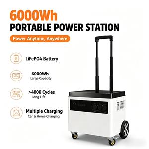 Wheel Built Portable Power Station 6KWh Power Station Bank <b>Backup</b> <b>Battery</b> Home Residential Camping Picnic Specified LiFePO4 Batt - Product Image 1