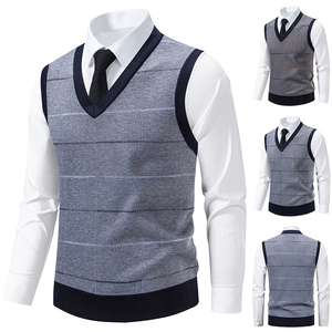 Pull Jacquard Personnalisé avec Logo OEM & ODM pour Hommes, Tricot d'Hiver à Col Rond, <span class=keywords><strong>Gilet</strong></span> sans Manches, Conception Personnalisée - Product Image 1