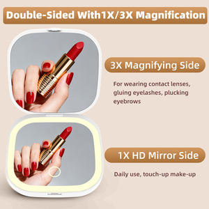 Wholesale Price Mini Foldable LED Lighted Makeup <strong>Mirror</strong> Dual Sided <strong>Lightweight</strong> Portable Compact Touch Control Beauty <strong>Mirror</strong> - Product Image 2