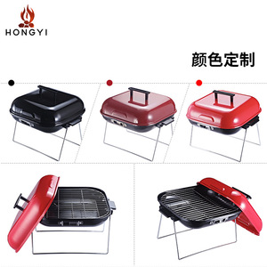 เตาถ่านตั้งโต๊ะขนาดเล็ก Hongyi แบบพกพา พับได้ สำหรับตั้งแคมป์ปิ้งกลางแจ้ง พร้อมฝาปิด สำหรับย่างเนื้อเสียบไม้และไส้กรอก - Product Image 5