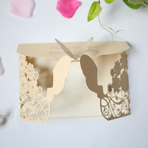 Ychon personalizzato 3d farfalla invito a nozze avvolgono carte da sposa per carte di menu per feste per matrimonio - Product Image 4