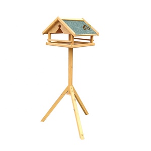 Wooden <strong>Bird</strong> <strong>Table</strong> With Stand <strong>Bird</strong> Feeder With Post in Yellow and Green for Backyard Garden - Product Image 4