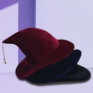 Chapeau de sorcière Luling Yaoyao, taille unique, velours rouge, bleu, noir, étoile, accessoire de costume pour fête d'Halloween, cosplay, jeu de rôle - Product Image 1