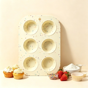 6 Cavity Silicone Muffin <b>Pan</b> Food Grade BPA Free Non Stick Cupcake Baking Tray Heat Resistant Bakeware for Cake Pudding Jelly - Product Image 1