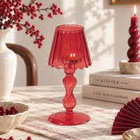 Lampe de table en verre borosilicate rouge torsadé, résistante au vent, en forme de bougeoir pour bougie chauffe-plat, pour décoration de mariage et de table à la maison
