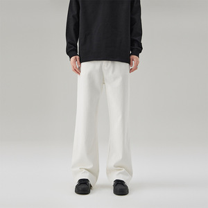 Jean en denim large taille mi-haute blanc et noir délavé style hip-hop tendance pour femme - Product Image 1