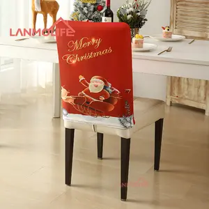 غطاء غير محبوك لكراسي الكريسماس غطاء لغرفة العشاء لعيد الميلاد يمكن استخدامه ككراسي الفنادق في مأدبة حفلات الزفاف