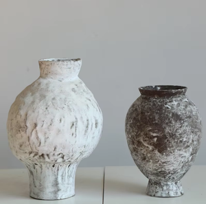 Antique Vintage Retro Ceramic <b>Vase</b> <b>Set</b> Dilapidated and Rustic with Floral Pattern for Home Decor - Product Image 6