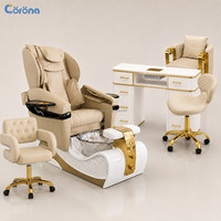 Fauteuil de massage pour pédicure de luxe commercial avec bain de pieds en cristal pour salon de manucure