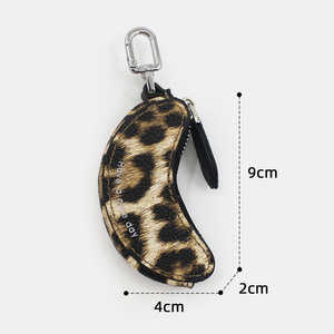 Mini sac à clés en PU imprimé léopard, pendentif, porte-monnaie pour fruits, pliable - Product Image 2