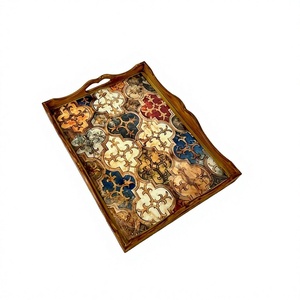 Personalized Handmade <b>Wooden</b> <b>Serving</b> <b>Tray</b> Rectangle Bohemian Pattern Enamel Coated <b>serving</b> <b>Tray</b> Design For Presents Home Decor - Product Image 1