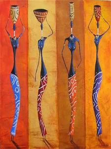 Set di 3 Dipinti su Tela di Donne Africane Etniche, <span class=keywords><strong>Stampe</strong></span> <span class=keywords><strong>Vintage</strong></span> di Figure per Decorazione Murale di Soggiorno e Casa - Product Image 4