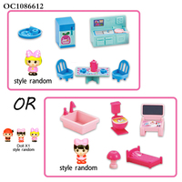 Jouets Ocean Toys pour la maternelle et la préscolaire, villa miniature éducative à faire soi-même, meubles miniatures pour chambre d'enfant, jouets en plastique, maison de poupée pliable
