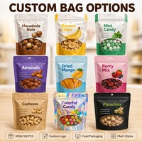 Sacs d'emballage personnalisés avec logo, impression sur film plastique refermable à fermeture éclair, pour aliments secs, en-cas, bonbons