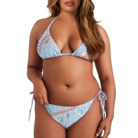 Maillot de bain triangle dos nu pour femme, imprimé floral, à nouer sur les côtés, grande taille