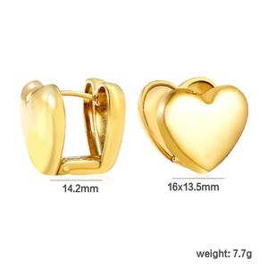ต่างหูแบบติดหูทรงหัวใจสองชั้น ดีไซน์สวยหรู วัสดุสแตนเลสชุบทอง 18k สำหรับผู้หญิง - Product Image 2