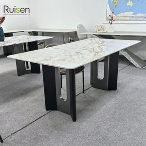 Phong Cách Hiện Đại Bằng Thép Không Gỉ Bàn Ăn Đặt Bằng Tếch Chứng Nhận Với Kim Loại Chân Bàn Trong Nhà Cho Khách Sạn Phòng Khách Sử Dụng - Product Image 2